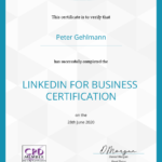 Business Mentor Peter Gehlmann - Zertifikat LinkedIn