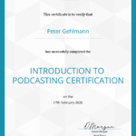 Business Mentor Peter Gehlmann - Zertifikat Podcaster